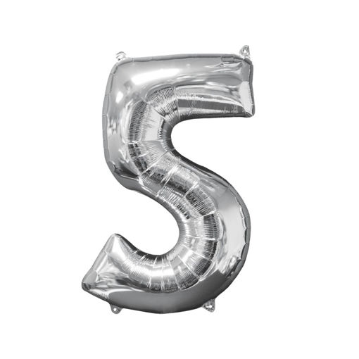 Picture of FOIL BALLOON NUMBER 5 SILVER 34 INCH